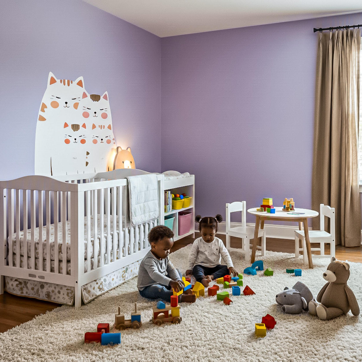 Cute Cat Family Wall Decal | Nursery Animal Sticker