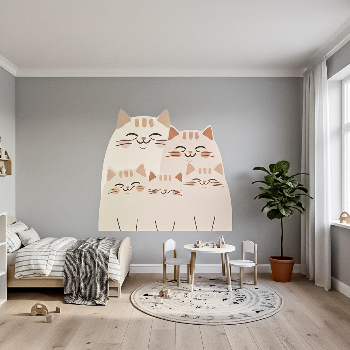 Cute Cat Family Wall Decal | Nursery Cat Stickers