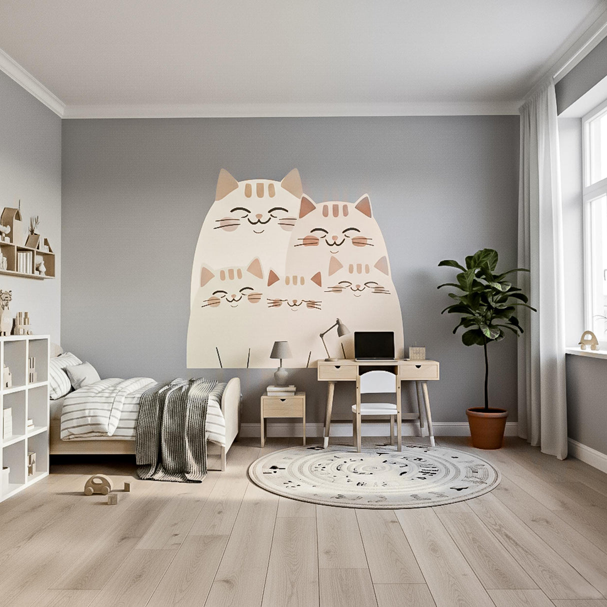 Cute Cat Family Wall Decal | Nursery Cat Stickers