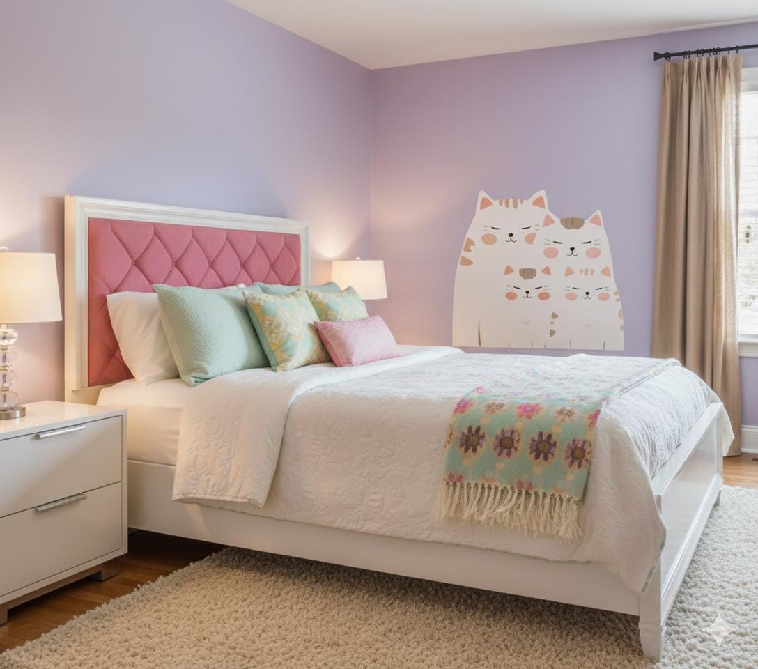 Cute Cat Family Wall Decal | Nursery Animal Sticker | Kittens Wall Art | Kids Room Decor | Cozy Bedroom Mural | Removable Vinyl | Baby Gift