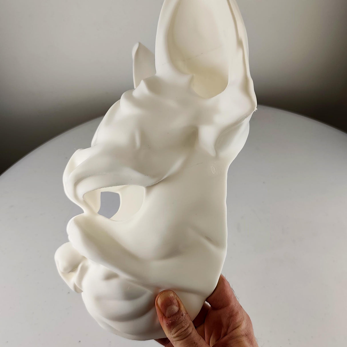 3D Printed Bulldog Mask | Modern Dog Face Sculpture | French Bulldog Cosplay Prop