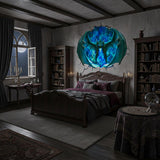 3D Blue Fire Dragon Wall Decal | Epic Fantasy Portal Mural for Teen Boys Room