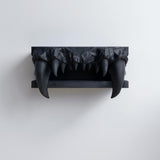 3D Printed Vampire Fangs Wall Shelf | Gothic Monster Jaw Decor | Dark Fantasy Floating Ledge for Horror Bedroom, Gaming Room or Hallway