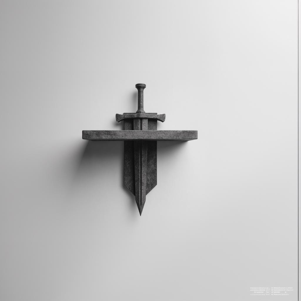 3D Printed Removable Sword Wall Shelf | Gothic Fantasy Floating Shelf | Unique Decorative Weapon Display for Game Room Decor & Office Walls