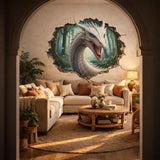 White Dragon Wall Decal | 3D Wall Hole Sticker