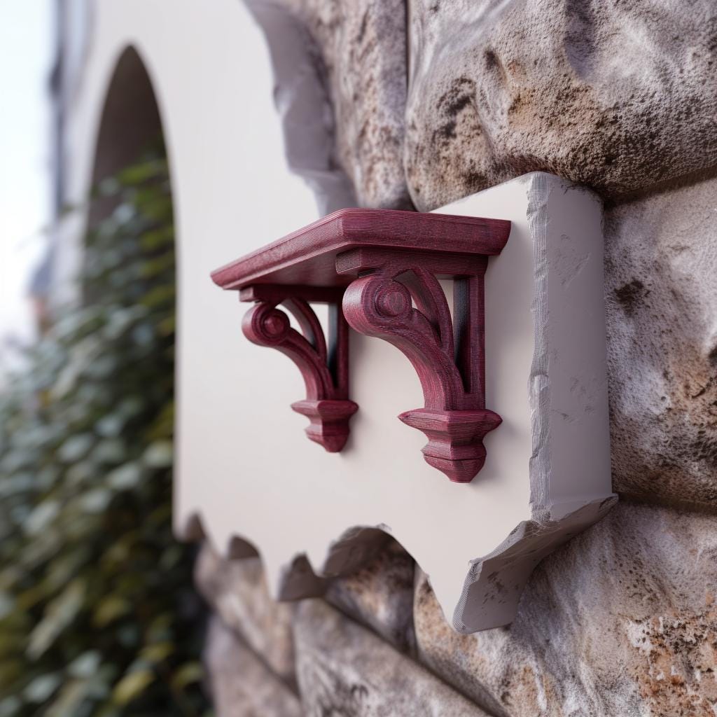 3D Printed Gothic Corbel Wall Shelf | Dark Fantasy Floating Ledge | Ornate Architectural Decor for Gothic Interiors and Statement Walls