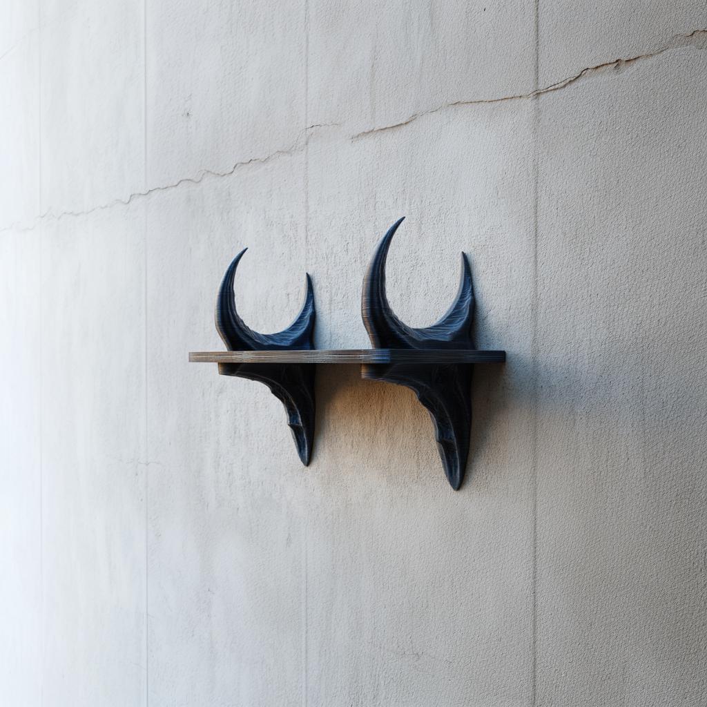 3D Printed Dragon Horn Wall Shelf | Dark Fantasy Floating Ledge | Mythical Creature Decor for Gothic Interiors, Gaming Rooms and Walls