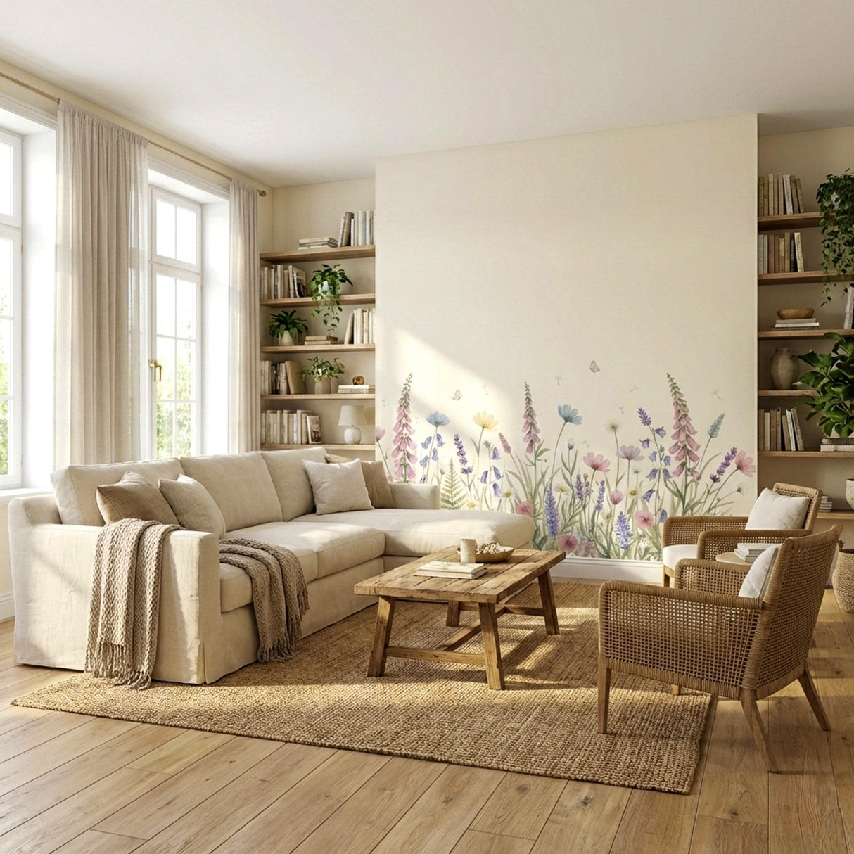 Wildflower Wall Decal | Watercolor Meadow Mural