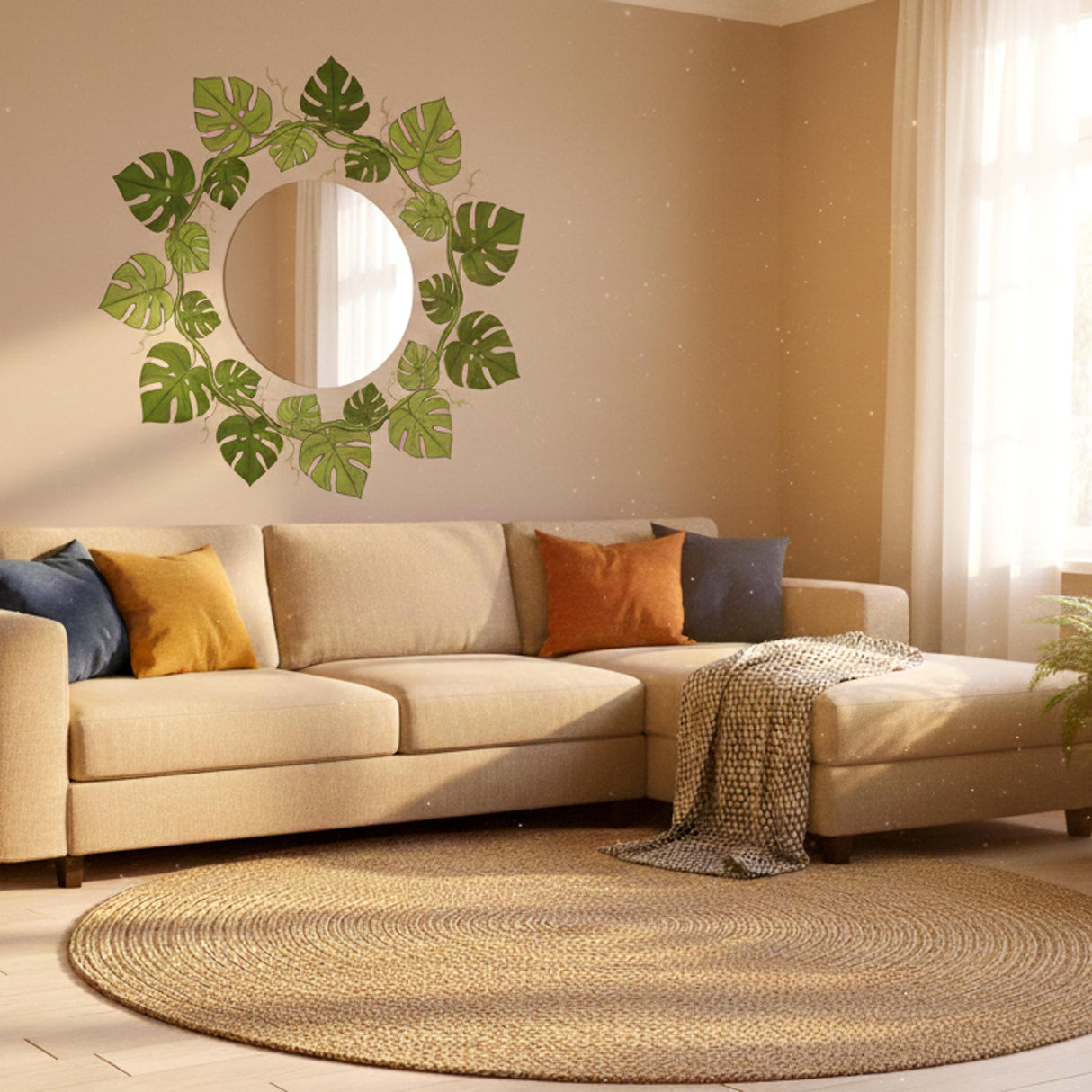 Monstera Leaf Wall Decal | Tropical Mandala Mural