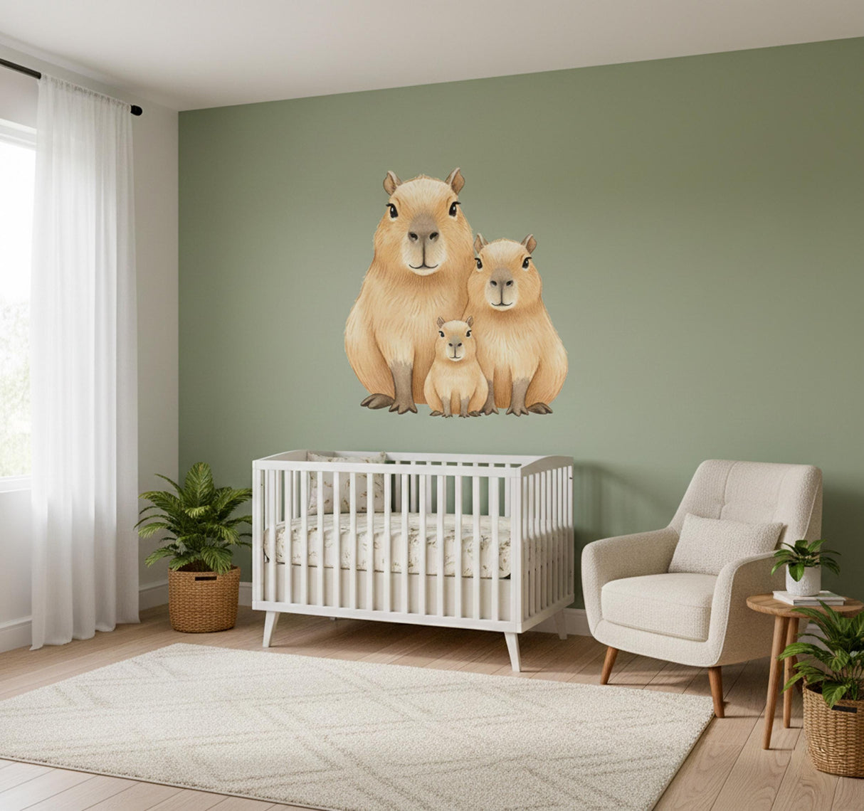 Capybara Family Wall Decal | Watercolor Nursery Decor