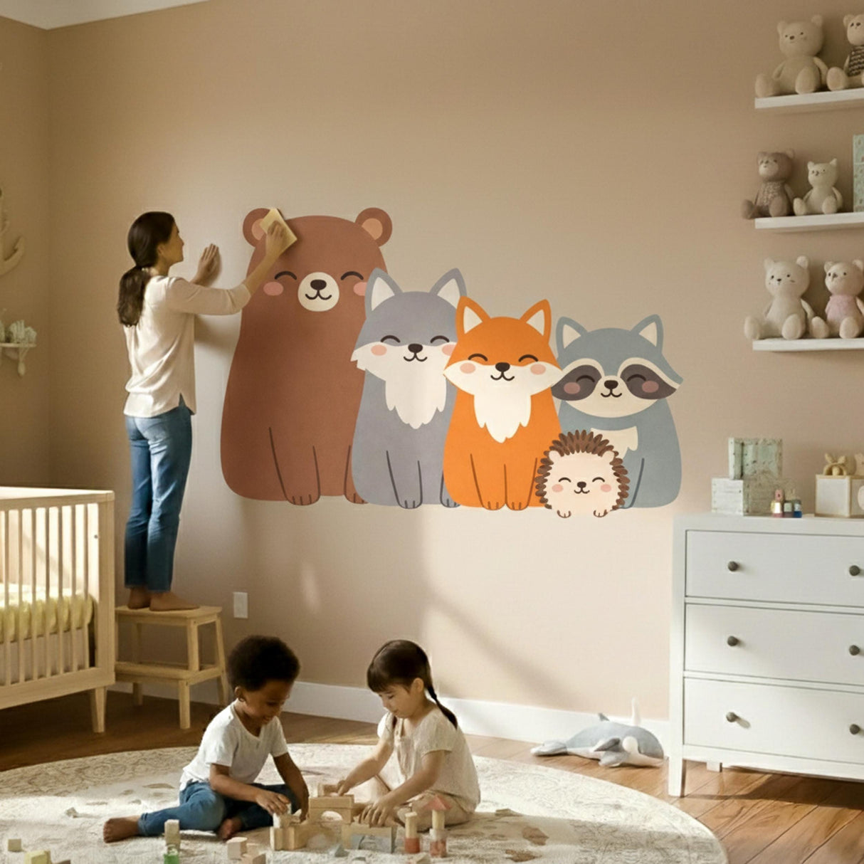 Kawaii Woodland Animal Wall Decal | Cute Forest Friends Nursery Decor