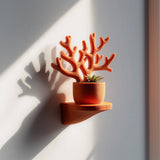 Wall Mounted Coral Planter Shelf | 3D Printed Organic Branch Wall Decor with Pot | Modern Nature Art for Minimalist Interiors