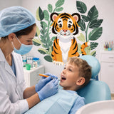 Baby Tiger Wall Decal | Jungle Nursery Decor | Cute Tiger Cub Art | Safari Animal Wall Sticker | Kids Playroom Mural | Botanical Tiger Print