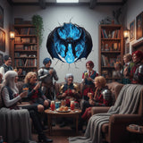 3D Blue Fire Dragon Wall Decal | Cracking Mythical Wall Sticker | Gamer Room Decor | Ice Dragon Breathing Fire | Teen Boy Bedroom Art