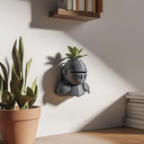 Wall Mounted Knight Planter Shelf | 3D Printed Medieval Armor Wall Decor with Pot | Sculptural Fantasy Shelf for Plants Modern Interiors