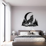 Geometric Wolf Wall Decal | Low Poly Howling Wolf Sticker | Modern Forest Moon Mural | Origami Animal Wall Art | Nordic Nature Decor