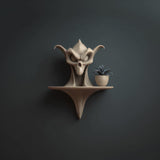 Wall Mounted Skull Planter Shelf | 3D Printed Dark Fantasy Sculptural Wall Decor with Pot | Gothic Art Shelf for Plants Modern Interiors
