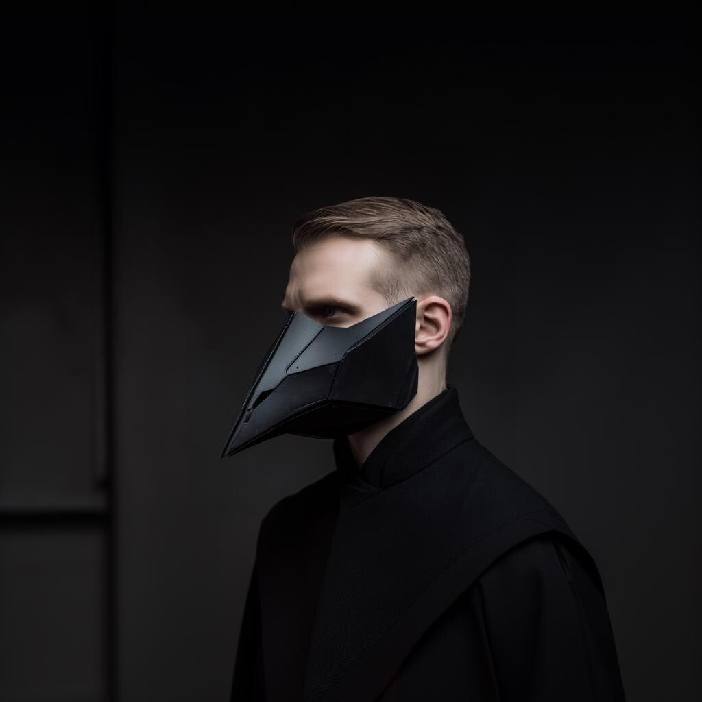 3D Printed Dark Techno Raven Mask | 3D Printed Wearable Beak Mask | Cyber Gothic Plague Doctor Style Mask for Cosplay and Displays