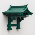 3D printed wall-mounted shelf inspired by a traditional Japanese shrine roof with curved pagoda-style lines and architectural details.