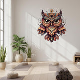 Mystical Owl Wall Decal | Spiritual Totem Wall Art | Boho Occult Owl Sticker | Psychedelic Owl Mural | All-Seeing Eye Decor | Tribal Owl Art