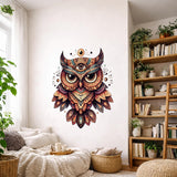 Mystical Owl Wall Decal | Spiritual Totem Wall Art | Boho Occult Owl Sticker | Psychedelic Owl Mural | All-Seeing Eye Decor | Tribal Owl Art