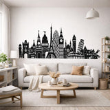 Europe Skyline Decal | Iconic Landmark Art | Travel Wall Decor | Eiffel Tower Big Ben | Colosseum Wall Mural | World Traveler Gift