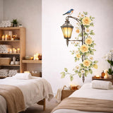Floral Street Lamp Decal | Yellow Rose Wall Art | Watercolor Lantern Sticker | Vintage Garden Mural | Shabby Chic Flower Decor