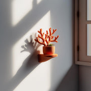 Wall Mounted Coral Planter Shelf | 3D Printed Organic Branch Wall Decor with Pot | Modern Nature Art for Minimalist Interiors