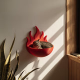 Wall Mounted Flame Cat Shelf Bed | 3D Printed Sculptural Cat Wall Bed | Bold Modern Wall Furniture for Cats with Artistic Design