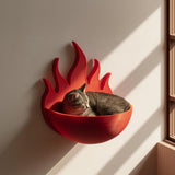 Wall Mounted Flame Cat Shelf Bed | 3D Printed Sculptural Cat Wall Bed | Bold Modern Wall Furniture for Cats with Artistic Design
