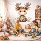 Baby Reindeer Wall Decal | Watercolor Woodland Nursery Decor | Cute Deer Sticker | Forest Animal Mural | Whimsical Reindeer Print