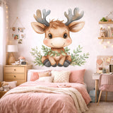 Baby Reindeer Wall Decal | Watercolor Woodland Nursery Decor | Cute Deer Sticker | Forest Animal Mural | Whimsical Reindeer Print