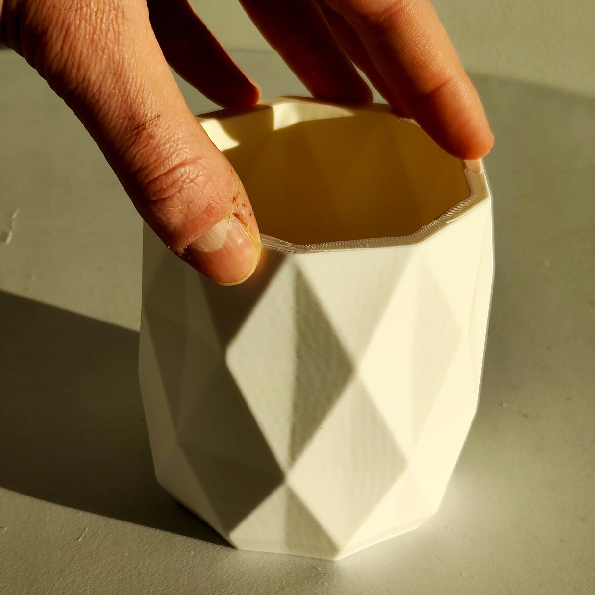 3D Printed Geometric Brush Holder | Modern Faceted Makeup Organizer | Minimalist Pen Cup