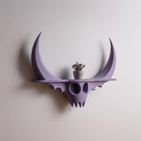 Dark Fantasy Skull Wall Shelf Decor | 3D Printed Horned Gothic Shelf | Sculptural Demon Wall Art Accent for Modern Alternative Interiors