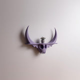 Dark Fantasy Skull Wall Shelf Decor | 3D Printed Horned Gothic Shelf | Sculptural Demon Wall Art Accent for Modern Alternative Interiors