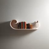 Minimal Cat Shaped Wall Shelf Decor | 3D Printed Sculptural Book Shelf | Modern Scandinavian Accent Shelf for Clean Contemporary Interiors