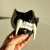 Two-Color Oni Half Face Mask | 3D Printed Demon Mask | Cosplay Samurai Mask