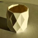 3D Printed Geometric Brush Holder | Modern Faceted Makeup Organizer | Minimalist Pen Cup