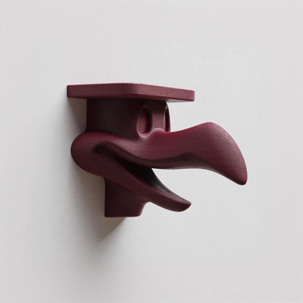 Dark Surreal Creature Wall Shelf Decor | 3D Printed Sculptural Beak Shelf | Abstract Gothic Character Wall Art for Modern Interiors