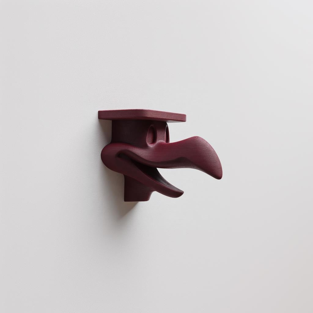 Dark Surreal Creature Wall Shelf Decor | 3D Printed Sculptural Beak Shelf | Abstract Gothic Character Wall Art for Modern Interiors