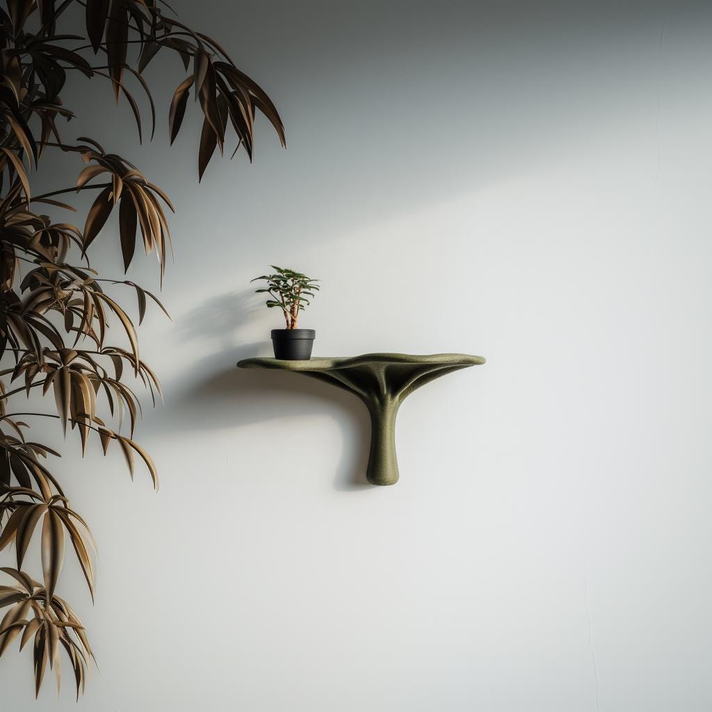 Organic Modern Wall Shelf Decor | 3D Printed Sculptural Nature Inspired Shelf | Minimal Contemporary Accent for Calm and Elegant Interiors