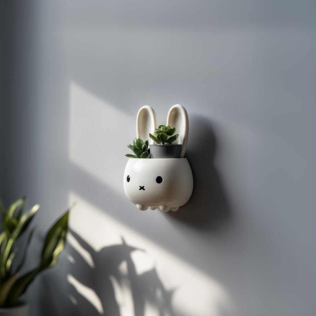 Cute Bunny Wall Shelf Decor | 3D Printed Kawaii Animal Planter | Minimal Modern Nursery Accent for Cozy and Scandinavian Interiors