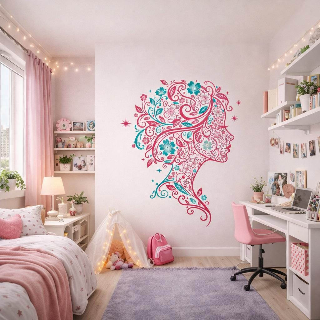 Sea Turtle Wall Decal | Tropical Floral Wall Sticker | Coastal Nursery Decor | Ocean Life Vinyl Art | Bathroom Wall Decor | Hibiscus Turtle