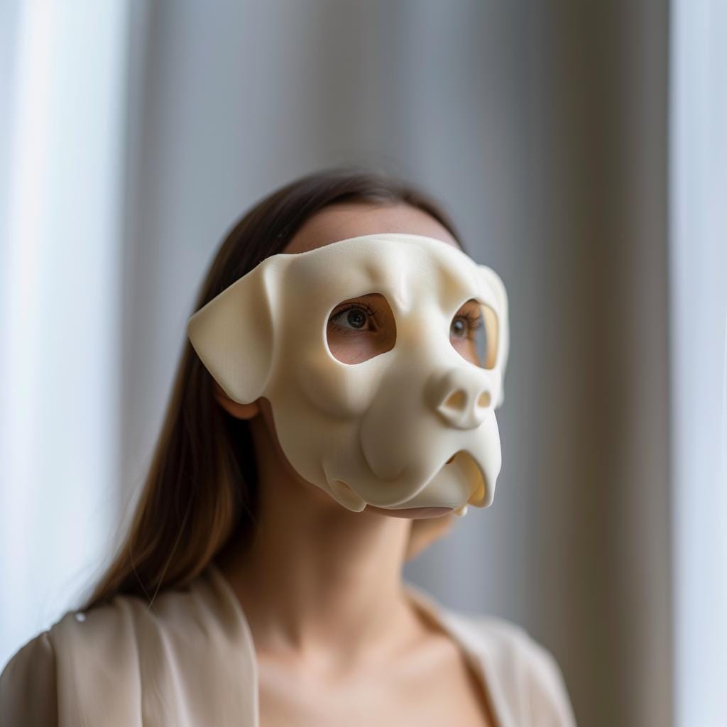 3D Printed Bulldog Face Mask | Minimalist Dog Mask for Adults | Unique Animal Cosplay Accessory
