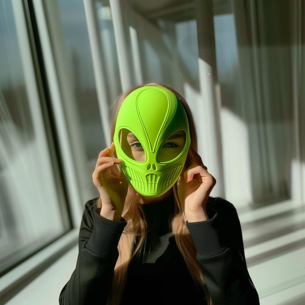 3D Printed Alien Mask | Futuristic Sci-Fi Face Mask | Unique Cosplay Prop