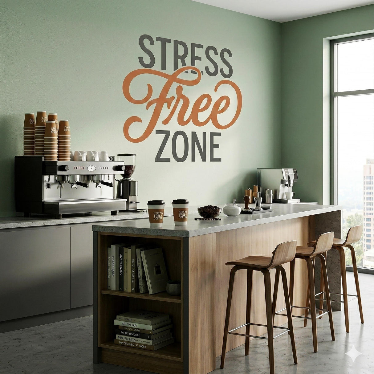 Stress Free Zone Wall Decal | Office Chill Room Decor | Breakroom Sticker | Corporate Relaxation Area Signs | Vinyl Lettering Yoga Studios