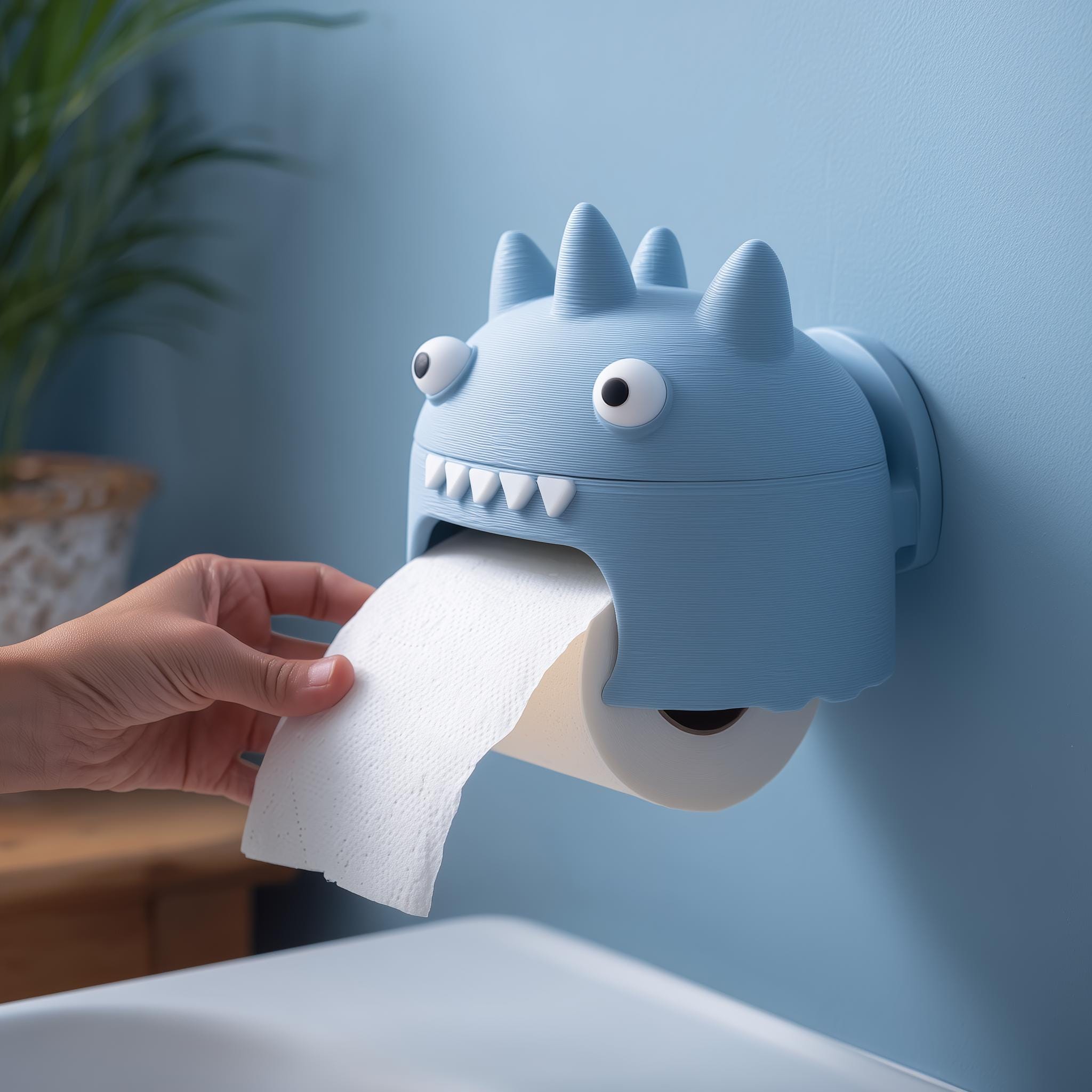 Spiky Monster Toilet Paper Holder | 3D Printed Kawaii Wall Mounted