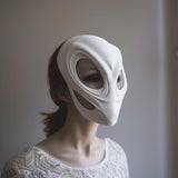 3D Printed Futuristic Alien Mask | Minimalist Sci-Fi Costume Mask | Unique 3D Print Art Face Design