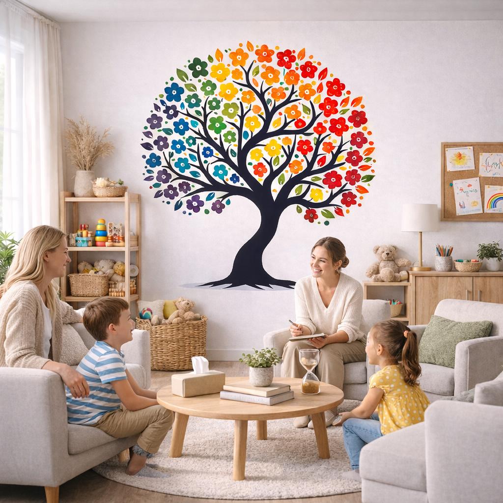 Rainbow Tree of Life Wall Vinyl Decal | Colorful Flower Tree Sticker | Boho Nursery Bedroom Living Room Wall Art Decor