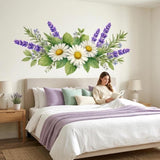 Daisy Lavender Wall Vinyl Decal | Watercolor Floral Bouquet Sticker | Rustic Farmhouse Kitchen Wall Art | Botanical Spring Decor